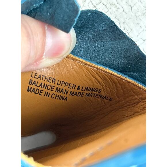 Born Crown Women’s 10 Blue Leather Floral Flat Slip-On Sandal Designer Shoe - Picture 7 of 8